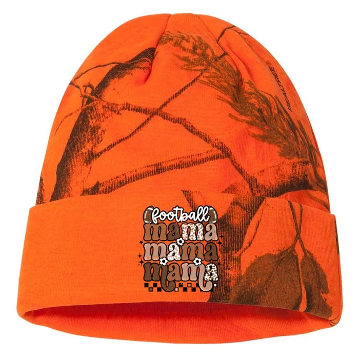 American Football Mama Mom Retro Groovy Game Day Vibes Gift Kati - 12in Camo Beanie