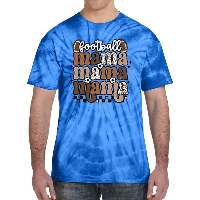 American Football Mama Mom Retro Groovy Game Day Vibes Gift Tie-Dye T-Shirt