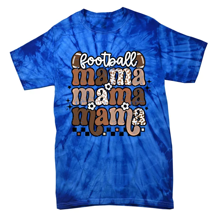 American Football Mama Mom Retro Groovy Game Day Vibes Gift Tie-Dye T-Shirt