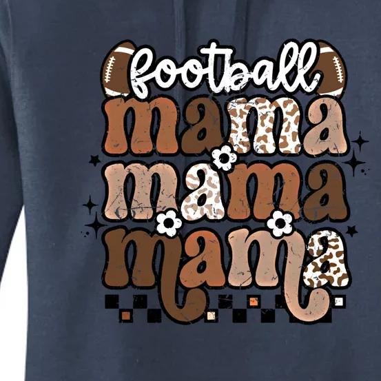 American Football Mama Mom Retro Groovy Game Day Vibes Gift Women's Pullover Hoodie