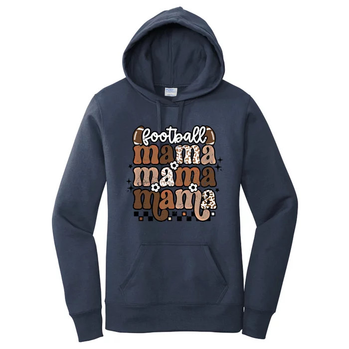 American Football Mama Mom Retro Groovy Game Day Vibes Gift Women's Pullover Hoodie