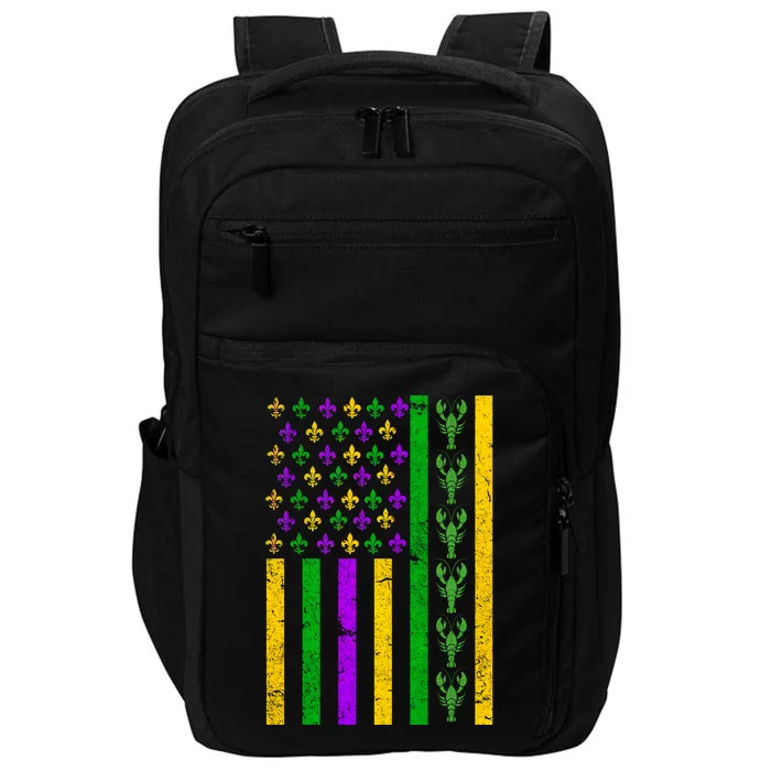 American Flag Mardi Gras Tshirt Mardi Gras Crawfish Impact Tech Backpack