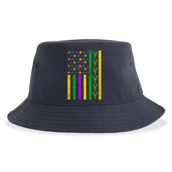 American Flag Mardi Gras Tshirt Mardi Gras Crawfish Sustainable Bucket Hat