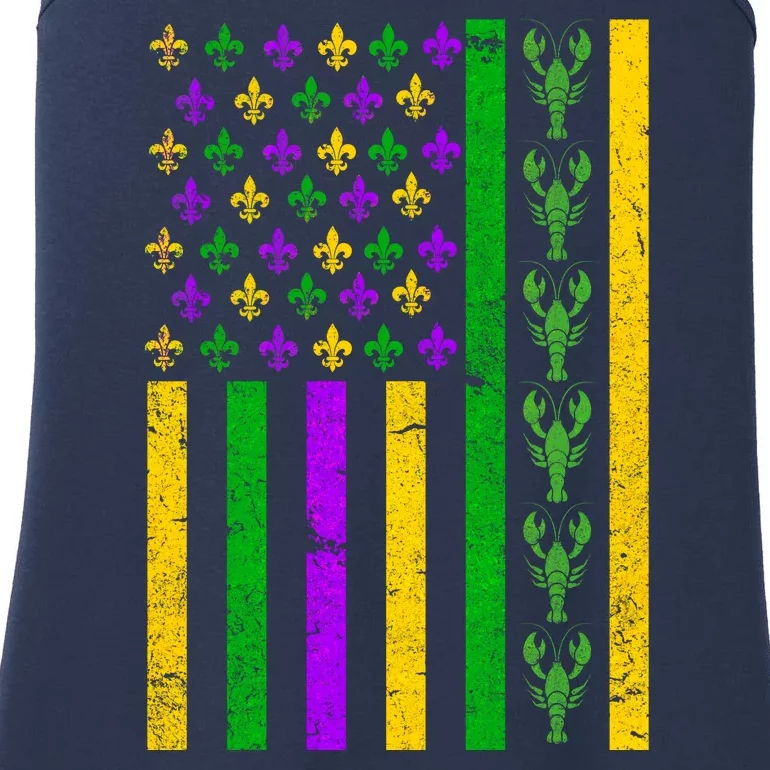 American Flag Mardi Gras Tshirt Mardi Gras Crawfish Ladies Essential Tank