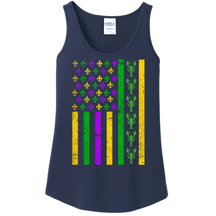 American Flag Mardi Gras Tshirt Mardi Gras Crawfish Ladies Essential Tank