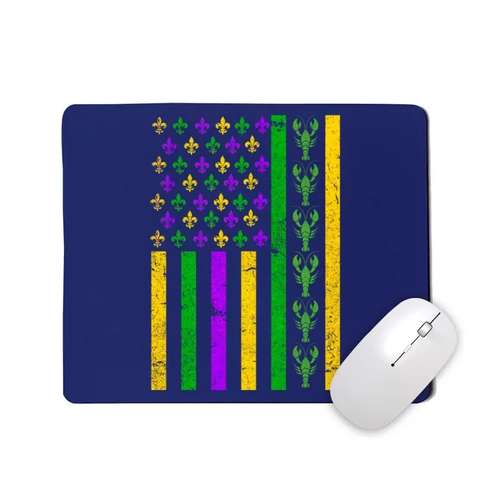 American Flag Mardi Gras Tshirt Mardi Gras Crawfish Mousepad