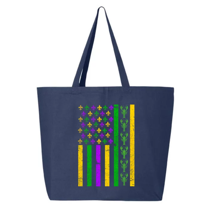 American Flag Mardi Gras Tshirt Mardi Gras Crawfish 25L Jumbo Tote