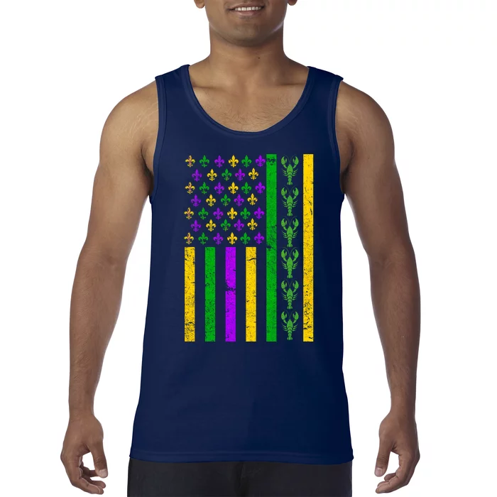 American Flag Mardi Gras Tshirt Mardi Gras Crawfish Tank Top