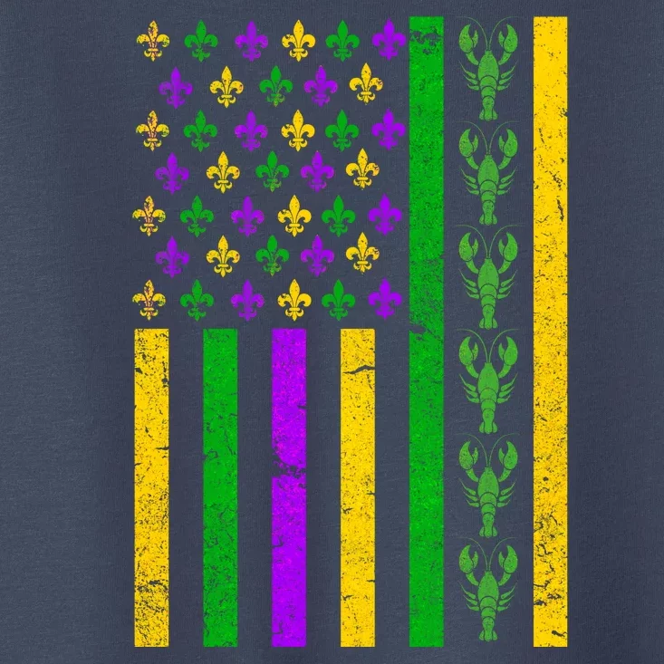 American Flag Mardi Gras Tshirt Mardi Gras Crawfish Toddler T-Shirt