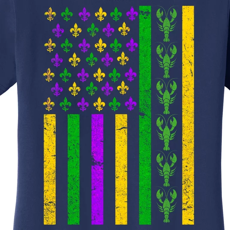 American Flag Mardi Gras Tshirt Mardi Gras Crawfish Women's T-Shirt