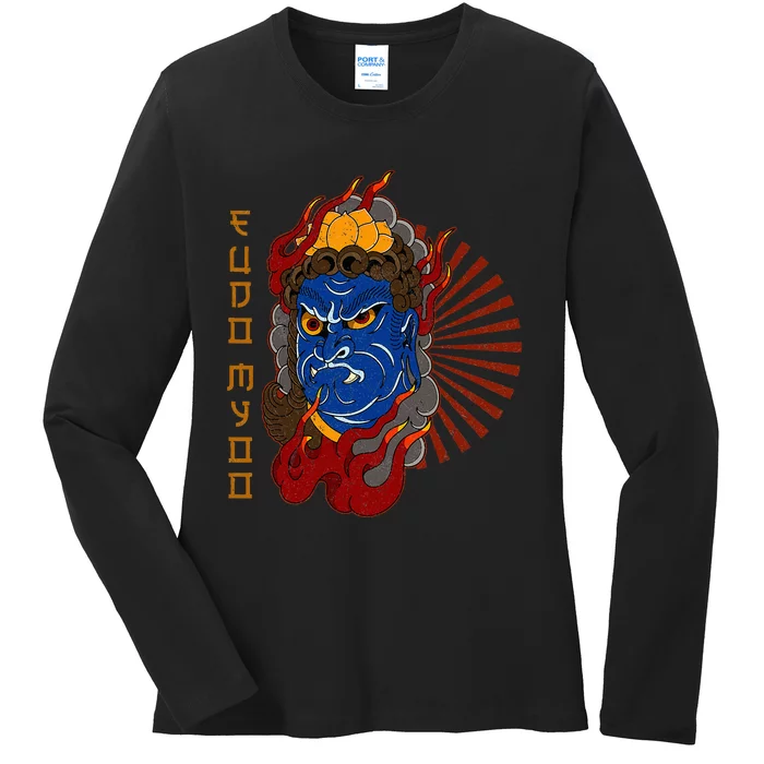 Acala Fudo Myoo Immovable Lord Spirituality Wisdom Ladies Long Sleeve Shirt