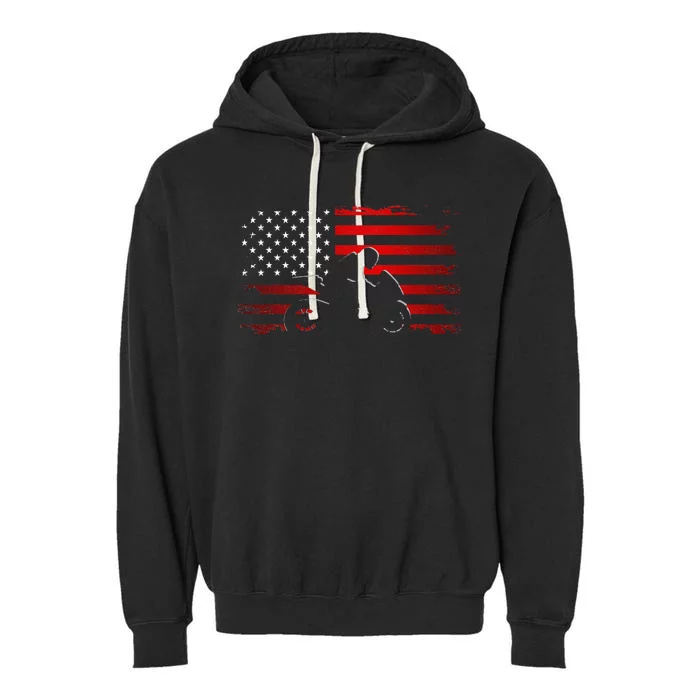 American Flag Motorcycle Apparel Motorcycle Garment-Dyed Fleece Hoodie