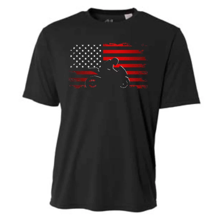 American Flag Motorcycle Apparel Motorcycle Cooling Performance Crew T-Shirt