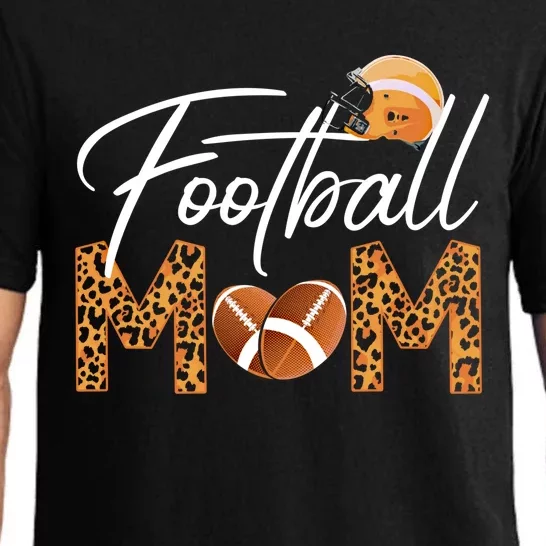 American Football Mom Leopard Print Football Player Mommy Gift Pajama Set