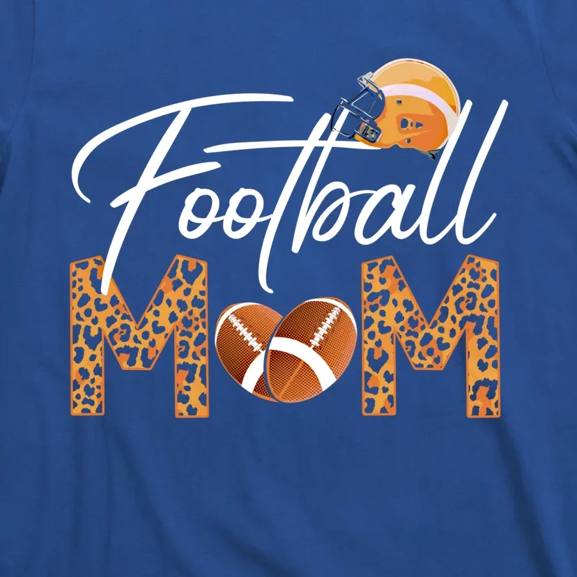 American Football Mom Leopard Print Football Player Mommy Gift T-Shirt