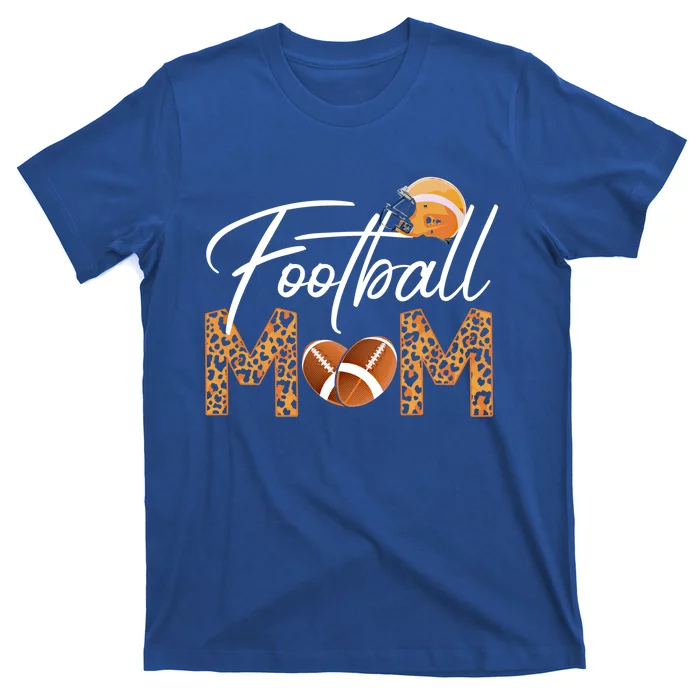 American Football Mom Leopard Print Football Player Mommy Gift T-Shirt