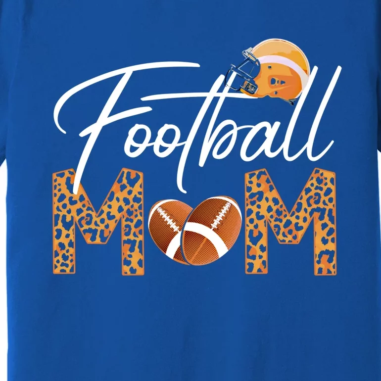 American Football Mom Leopard Print Football Player Mommy Gift Premium T-Shirt