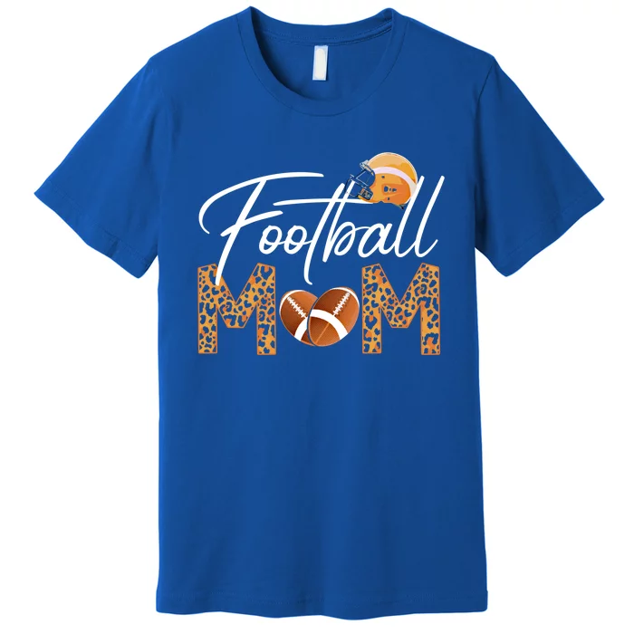 American Football Mom Leopard Print Football Player Mommy Gift Premium T-Shirt