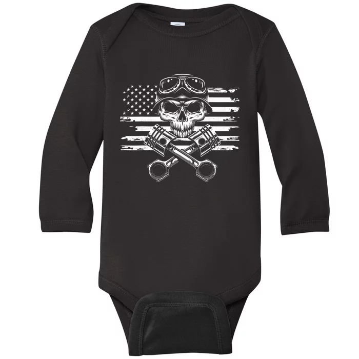 American Flag Motorcycle Apparel Motorcycle Baby Long Sleeve Bodysuit