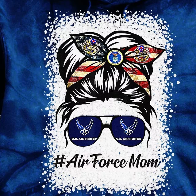 Air Force Mom Messy Bun Sunglasses Military Mom Mother's Day Tie Dye Hoodie