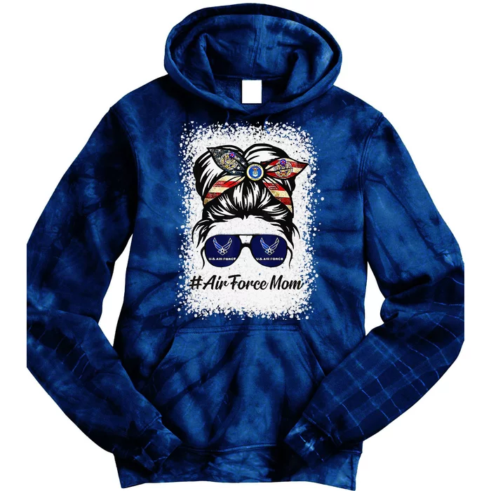 Air Force Mom Messy Bun Sunglasses Military Mom Mother's Day Tie Dye Hoodie