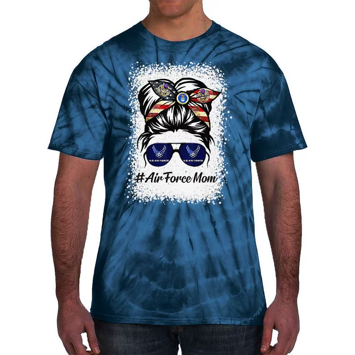 Air Force Mom Messy Bun Sunglasses Military Mom Mother's Day Tie-Dye T-Shirt