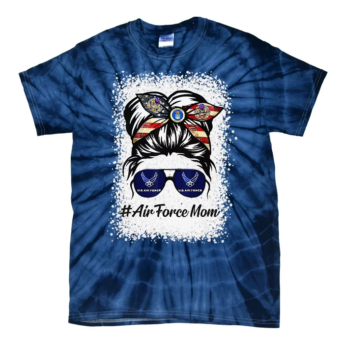 Air Force Mom Messy Bun Sunglasses Military Mom Mother's Day Tie-Dye T-Shirt