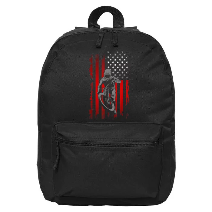 American Flag MTB Mountain Bike 16 in Basic Backpack