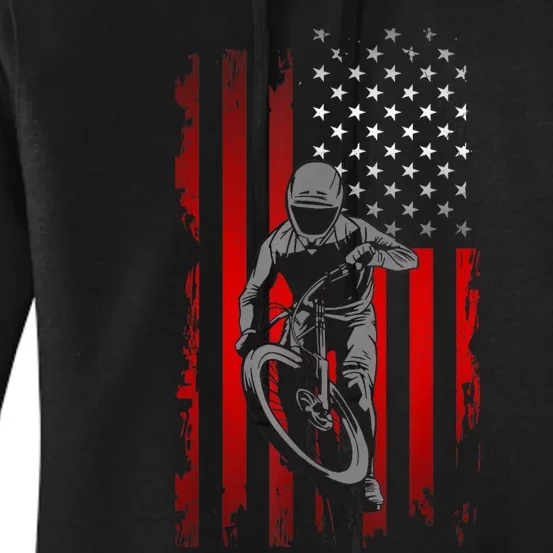 American Flag MTB Mountain Bike Women's Pullover Hoodie