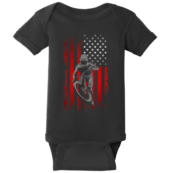 American Flag MTB Mountain Bike Baby Bodysuit