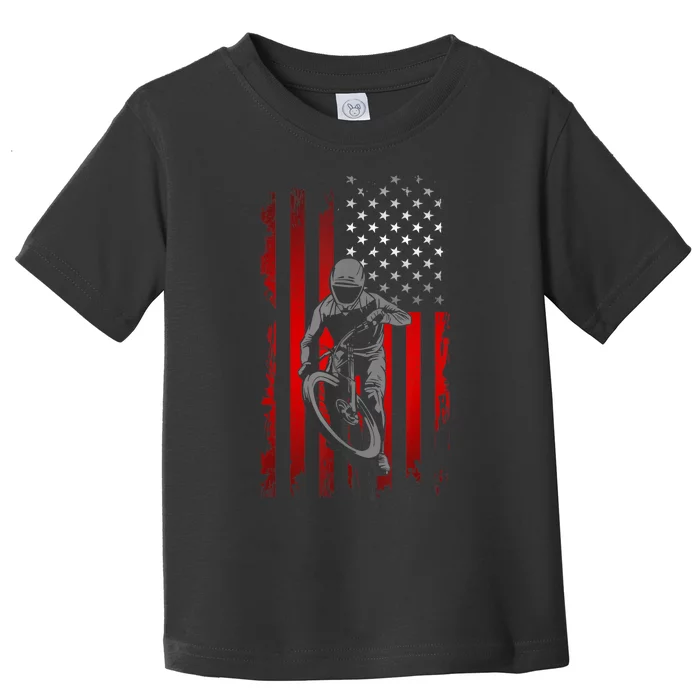 American Flag MTB Mountain Bike Toddler T-Shirt