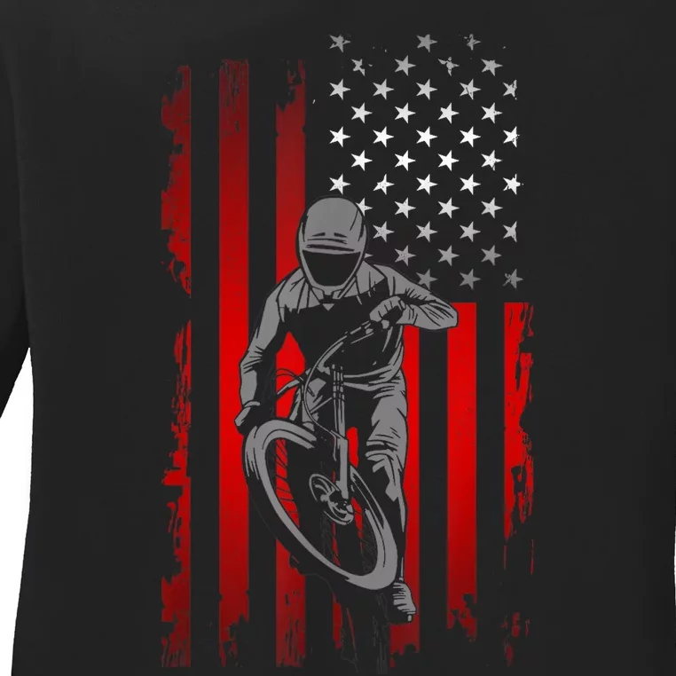 American Flag MTB Mountain Bike Ladies Long Sleeve Shirt