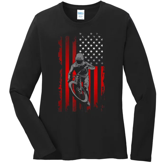 American Flag MTB Mountain Bike Ladies Long Sleeve Shirt