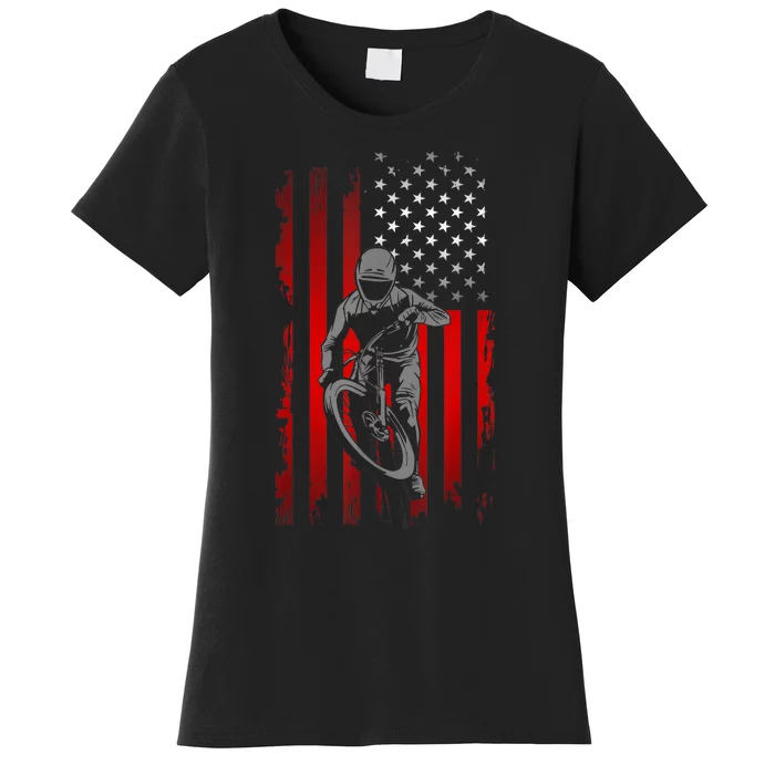 American Flag MTB Mountain Bike Women's T-Shirt