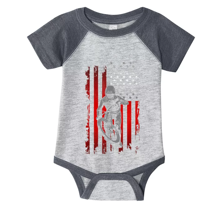 American Flag MTB Mountain Bike Infant Baby Jersey Bodysuit