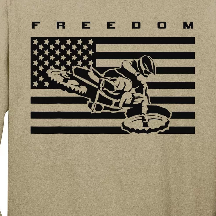 American Flag Motocross Tall Long Sleeve T-Shirt