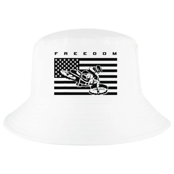 American Flag Motocross Cool Comfort Performance Bucket Hat