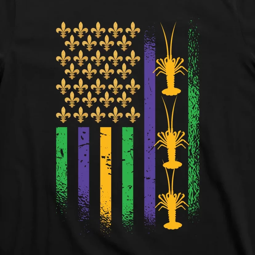 American Flag Mardi Gras Cruise Fat Tuesday Gift Fleur De Lis T-Shirt