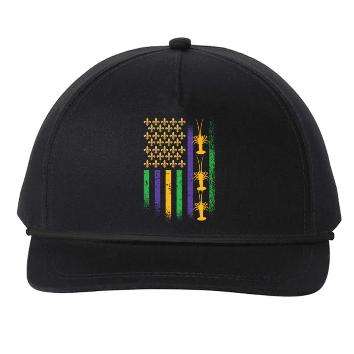 American Flag Mardi Gras Cruise Fat Tuesday Gift Fleur De Lis Snapback Five-Panel Rope Hat