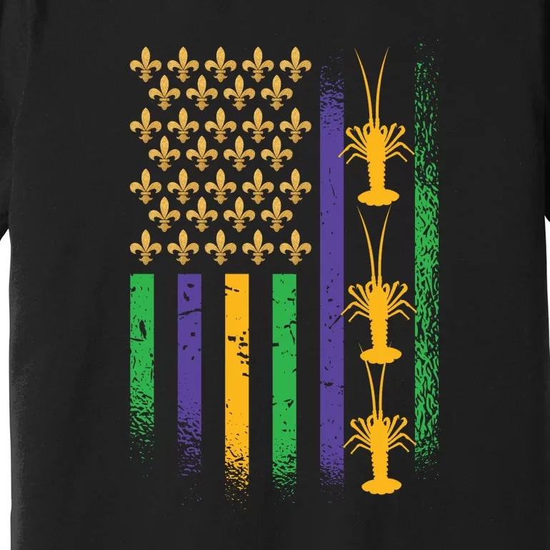 American Flag Mardi Gras Cruise Fat Tuesday Gift Fleur De Lis Premium T-Shirt