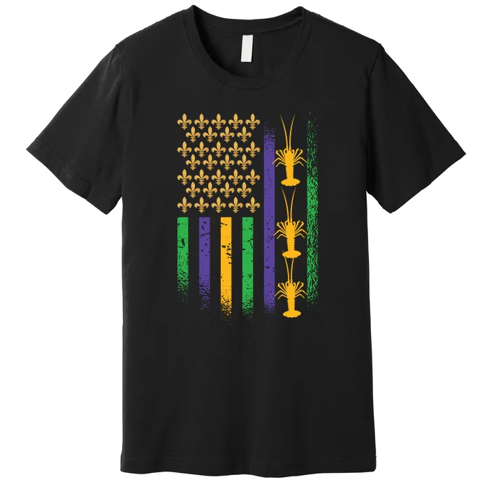 American Flag Mardi Gras Cruise Fat Tuesday Gift Fleur De Lis Premium T-Shirt