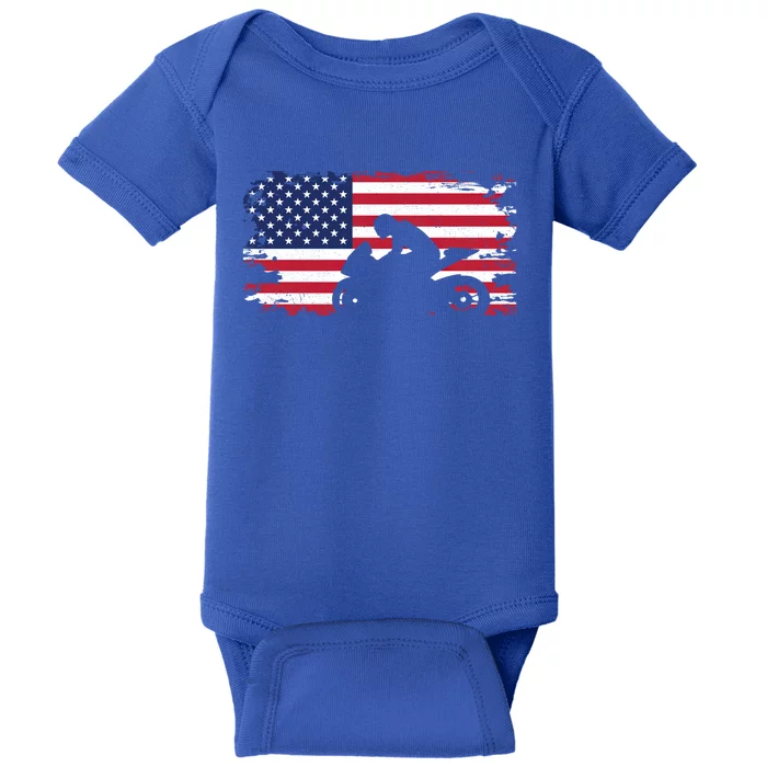 American Flag Motorcycle Cool Gift Motorcycle Gift Baby Bodysuit