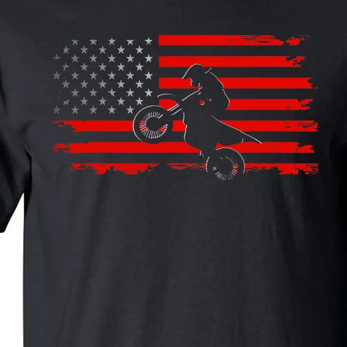 American Flag Motocross Motocross Dirt Bike Tall T-Shirt