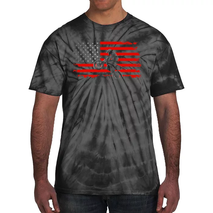 American Flag Motocross Motocross Dirt Bike Tie-Dye T-Shirt