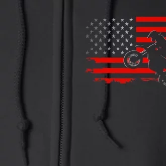 American Flag Motocross Motocross Dirt Bike Full Zip Hoodie