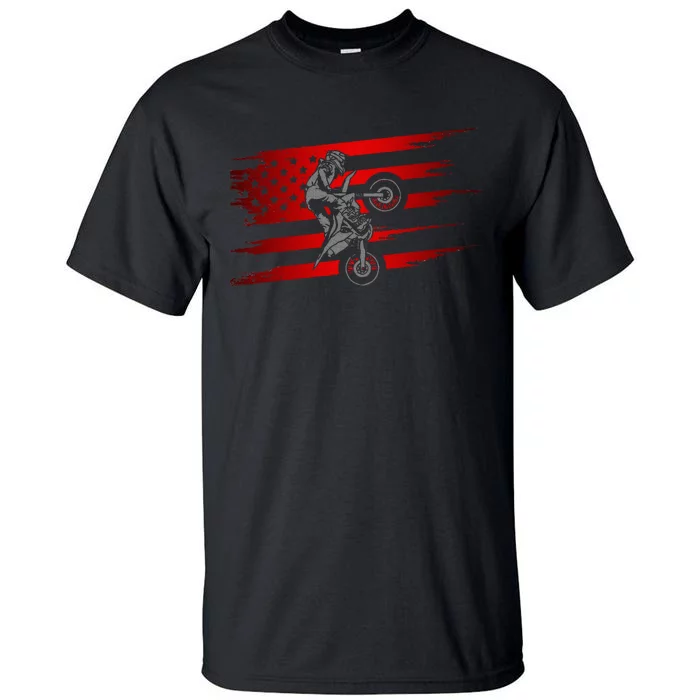 American Flag Motocross Apparel Motocross Dirt Bike Tall T-Shirt