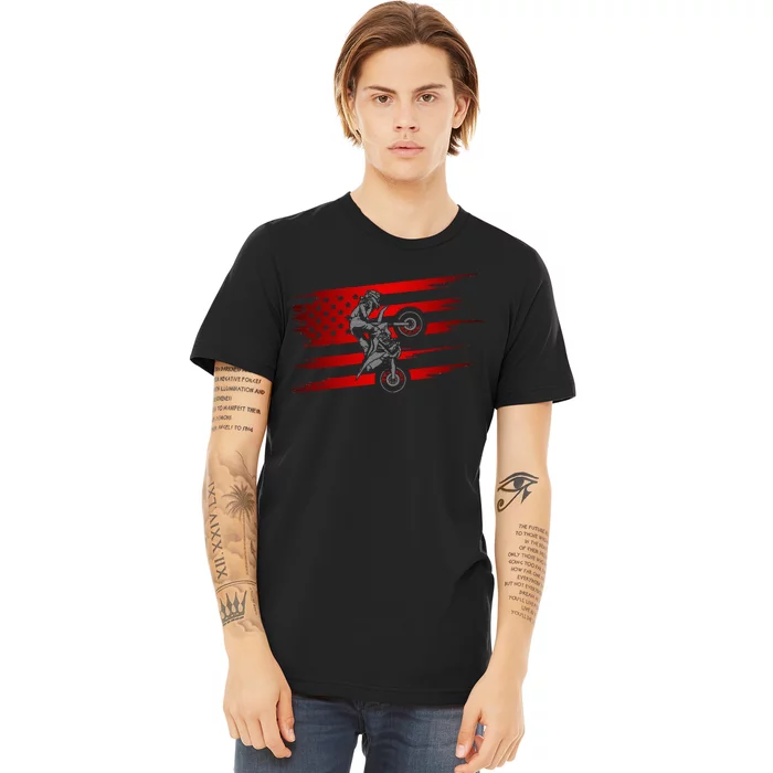 American Flag Motocross Apparel Motocross Dirt Bike Premium T-Shirt