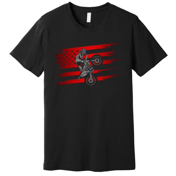 American Flag Motocross Apparel Motocross Dirt Bike Premium T-Shirt