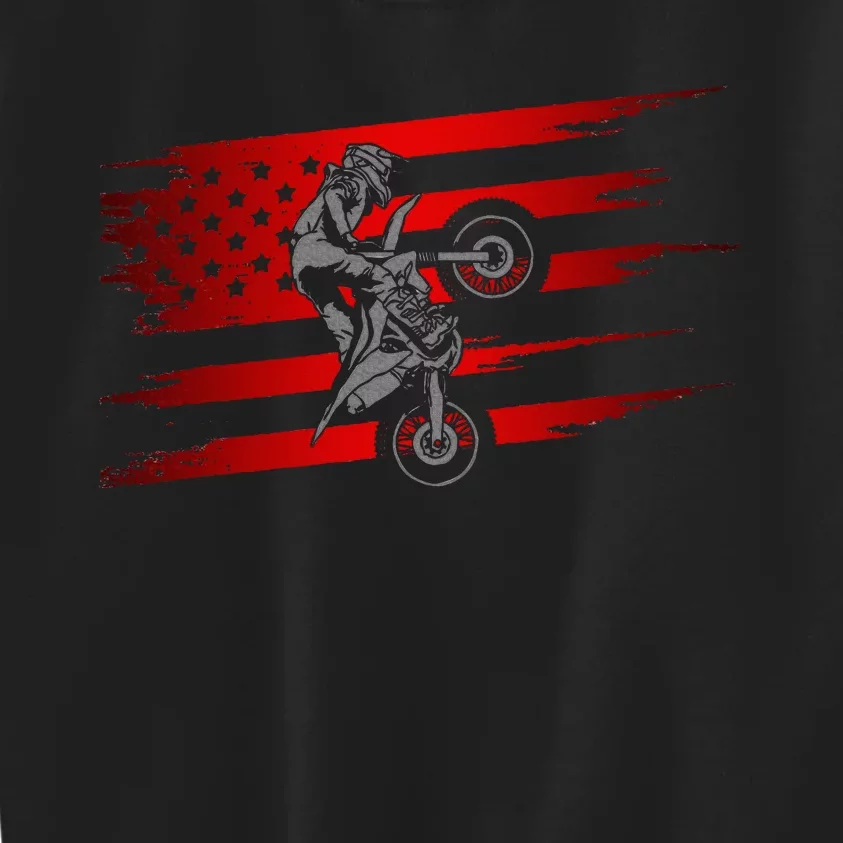 American Flag Motocross Apparel Motocross Dirt Bike Kids Sweatshirt