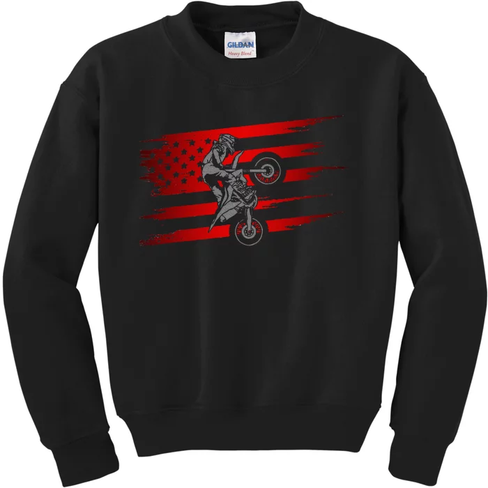 American Flag Motocross Apparel Motocross Dirt Bike Kids Sweatshirt